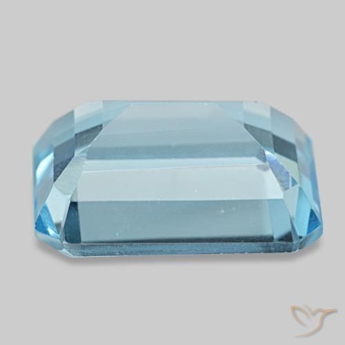 Topacio azul natural de 14,56 ct, corte esmeralda, VS