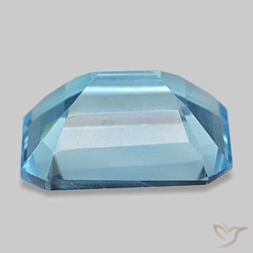 Topacio azul natural de 13,28 ct, corte esmeralda, VS