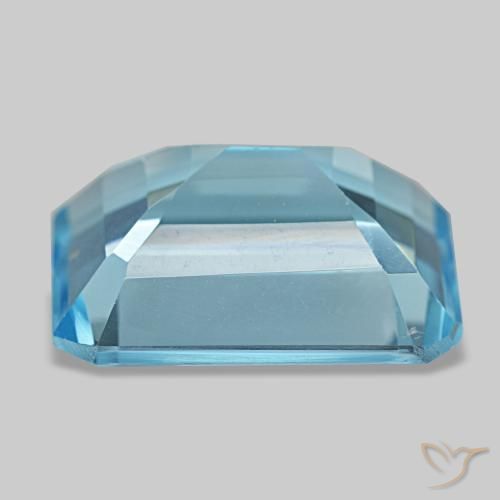 Topacio azul natural de 13,53 ct, corte esmeralda, VS