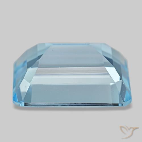 Topacio azul natural de 15,82 ct, corte esmeralda, VVS-VS