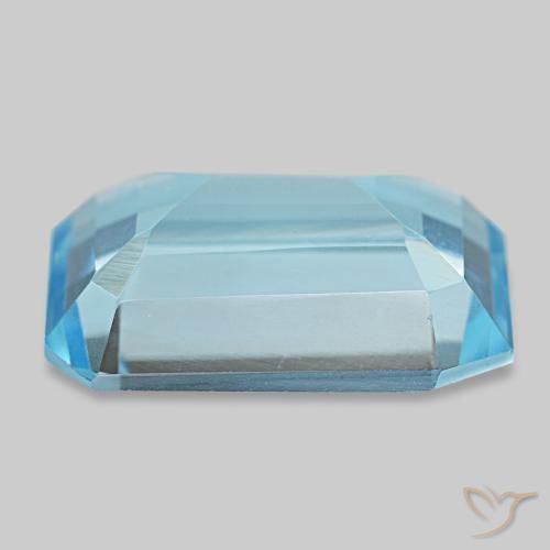 Topacio azul natural de 12,60 ct, corte esmeralda, VVS
