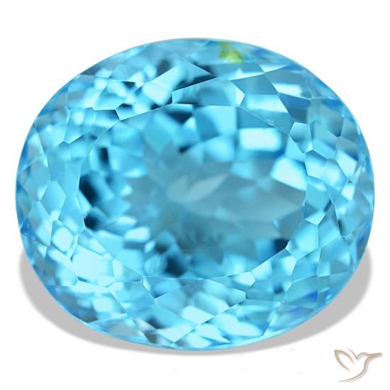 Topacio azul natural de 23,74 ct, corte óvalo, VS