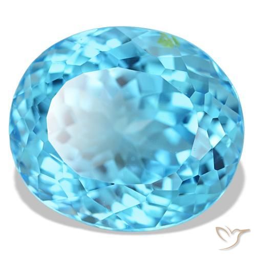 Topacio azul natural de 23,74 ct, corte óvalo, VS