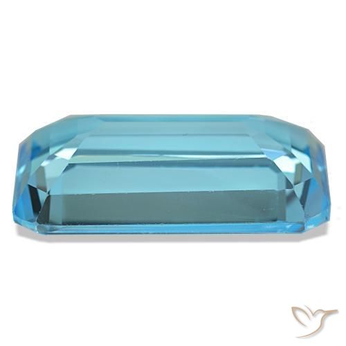 Topacio azul natural de 20,50 ct, corte esmeralda, VS