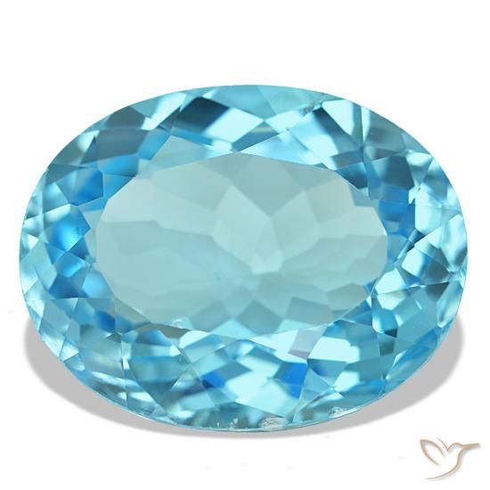 Topacio azul natural de 25,75 ct, corte óvalo, VS