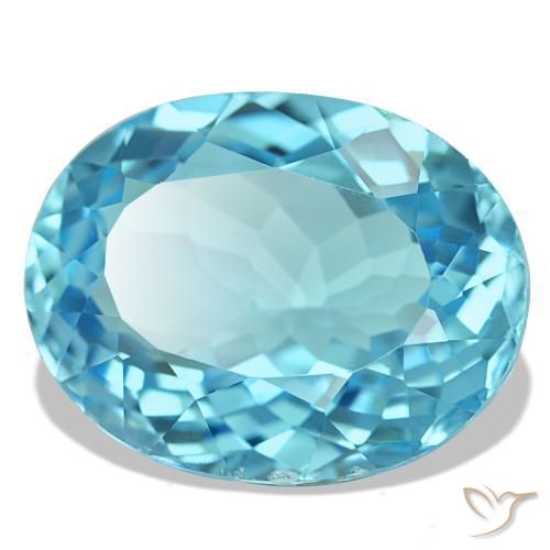 Topacio azul natural de 25,75 ct, corte óvalo, VS