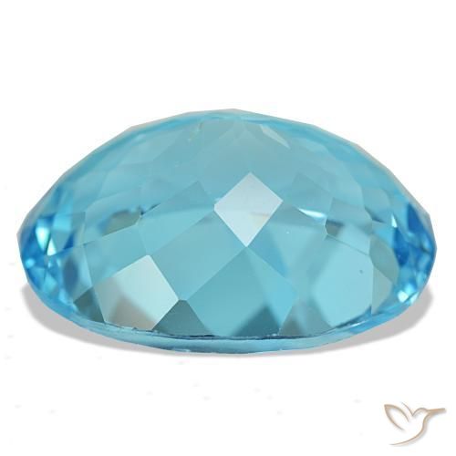 Topacio azul natural de 25,75 ct, corte óvalo, VS