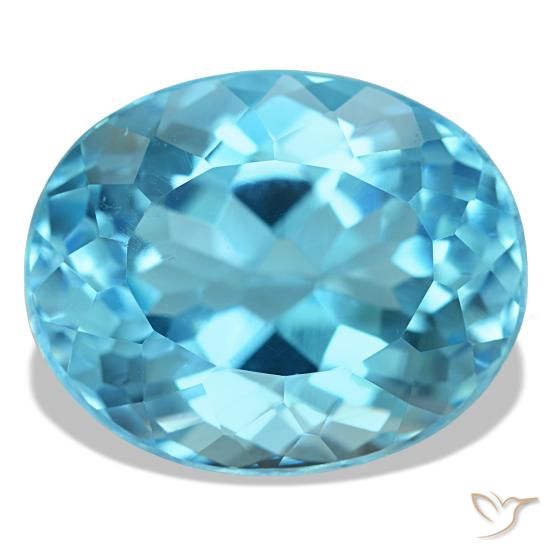 Topacio azul natural de 21,16 ct, corte óvalo, VVS-VS