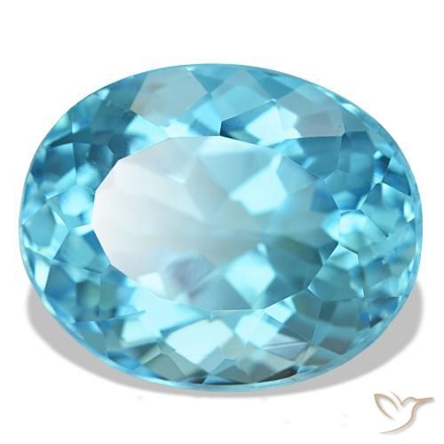 Topacio azul natural de 21,16 ct, corte óvalo, VVS-VS