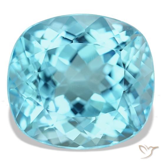 Topacio azul natural de 20,90 ct, corte cojín, VS
