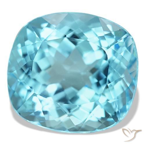 Topacio azul natural de 20,90 ct, corte cojín, VS