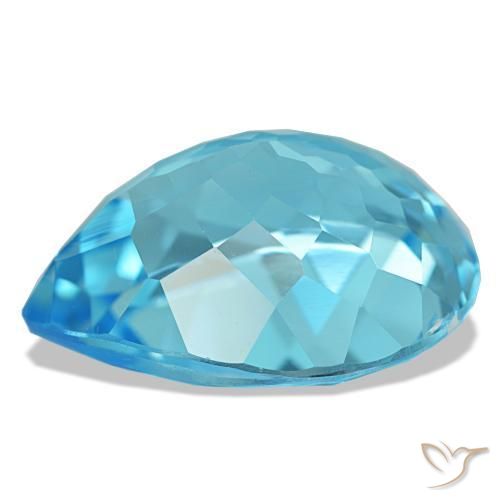 Topacio azul natural de 20,42 ct, en forma de pera, VS