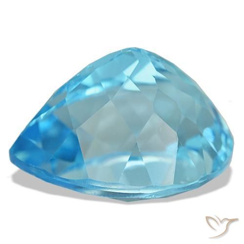 Topacio azul natural de 25,98 ct, en forma de pera, VS