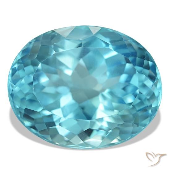 Topacio azul natural de 23,82 ct, corte óvalo, VVS-VS