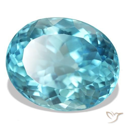 Topacio azul natural de 23,82 ct, corte óvalo, VVS-VS