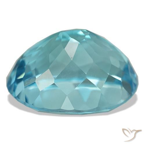 Topacio azul natural de 23,82 ct, corte óvalo, VVS-VS