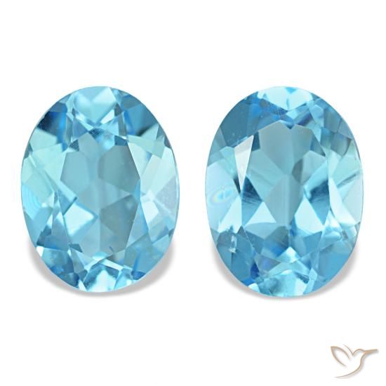 Gemas de topacio azul natural de 2,82 ct, corte óvalo, VS