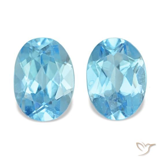 Gemas de topacio azul natural de 2,29 ct, corte óvalo, VS