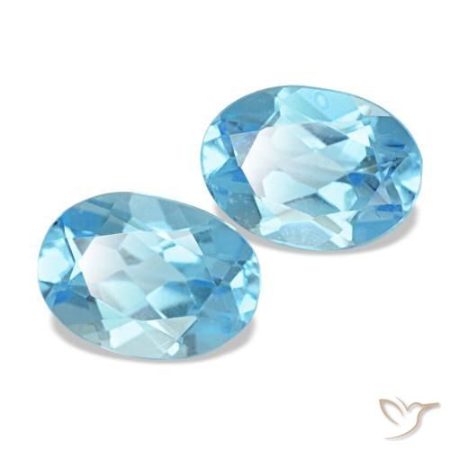 Gemas de topacio azul natural de 2,29 ct, corte óvalo, VS