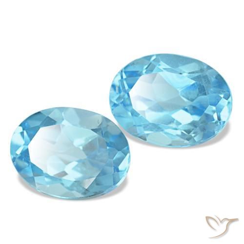 Gemas de topacio azul natural de 3,36 ct, corte óvalo, VVS-VS