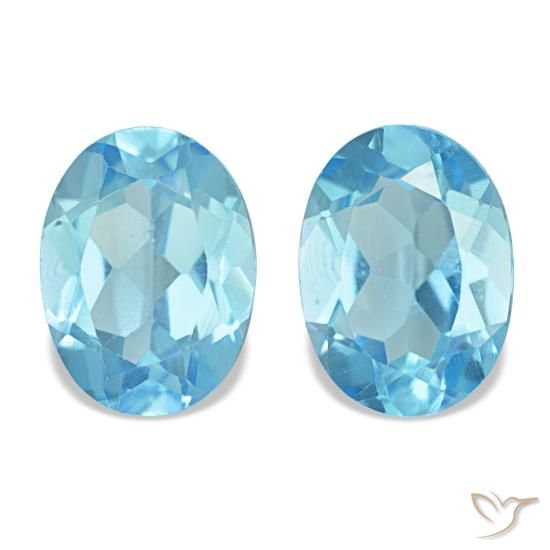 Gemas de topacio azul natural de 2,95 ct, corte óvalo, VS