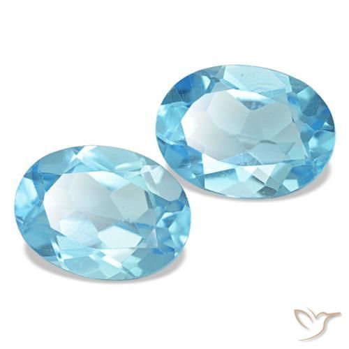 Gemas de topacio azul natural de 2,95 ct, corte óvalo, VS