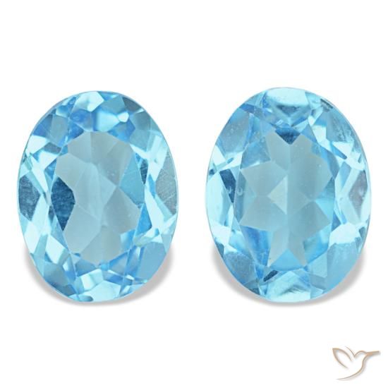 Gemas de topacio azul natural de 2,96 ct, corte óvalo, VS