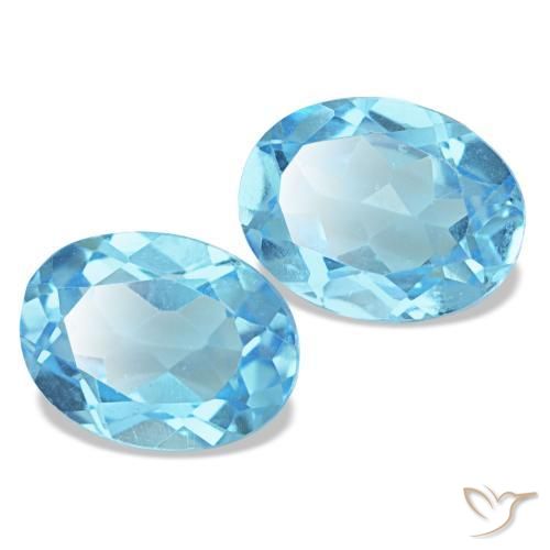 Gemas de topacio azul natural de 2,96 ct, corte óvalo, VS