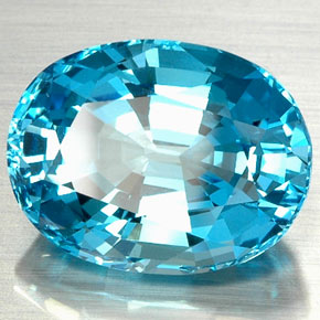 Topacio azul natural de 22,73 ct, corte óvalo, VVS