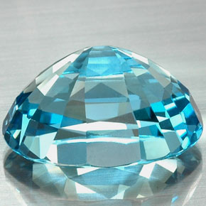 Topacio azul natural de 22,73 ct, corte óvalo, VVS