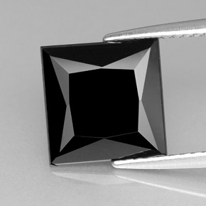 Turmalina negro natural de 3,06 ct, cuadrado, opaco