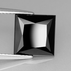 Turmalina negro natural de 3,06 ct, cuadrado, opaco