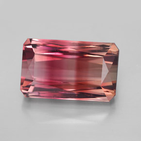 Turmalina bicolor natural de 9,52 ct, corte esmeralda, VVS-VS