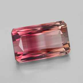 Turmalina bicolor natural de 9,52 ct, corte esmeralda, VVS-VS