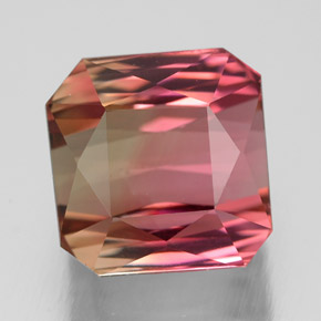 Turmalina bicolor natural de 5,26 ct, corte esmeralda, VVS-VS