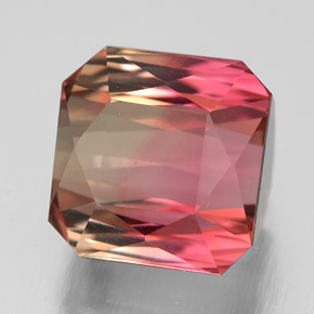 Turmalina bicolor natural de 5,26 ct, corte esmeralda, VVS-VS