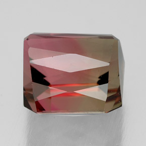 Turmalina bicolor natural de 5,26 ct, corte esmeralda, VVS-VS