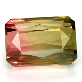 Turmalina multicolor natural de 4,71 ct, corte esmeralda, VVS