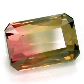 Turmalina multicolor natural de 4,71 ct, corte esmeralda, VVS