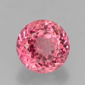Turmalina rosa natural de 2,16 ct, corte redondo, VS-SI