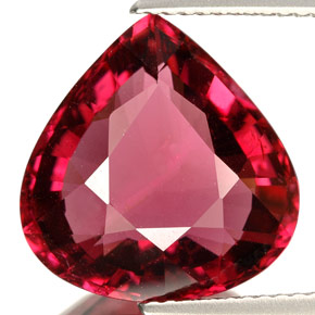 Turmalina rojo natural de 7,68 ct, en forma de pera, VVS-VS