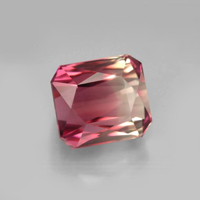 Turmalina bicolor natural de 7,48 ct, corte esmeralda, VVS