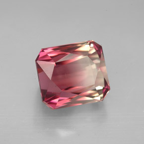 Turmalina bicolor natural de 7,48 ct, corte esmeralda, VVS
