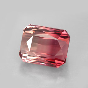 Turmalina bicolor natural de 8,43 ct, corte esmeralda, VVS