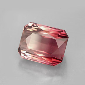 Turmalina bicolor natural de 8,43 ct, corte esmeralda, VVS