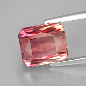 Turmalina bicolor natural de 3,96 ct, corte esmeralda, VVS