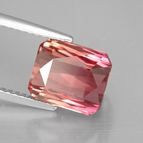Turmalina bicolor natural de 3,96 ct, corte esmeralda, VVS