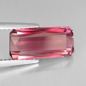 Turmalina rosa natural de 3,75 ct, corte esmeralda, VVS-VS