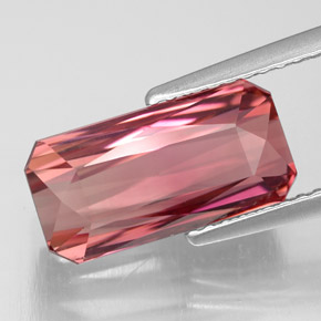 Turmalina rosa natural de 4,60 ct, corte esmeralda, VVS