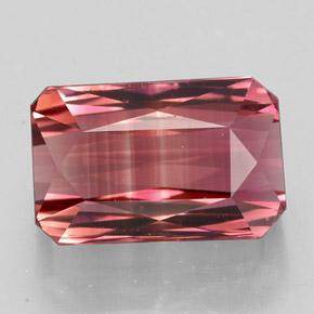 Turmalina rosa natural de 5,34 ct, corte esmeralda, VVS